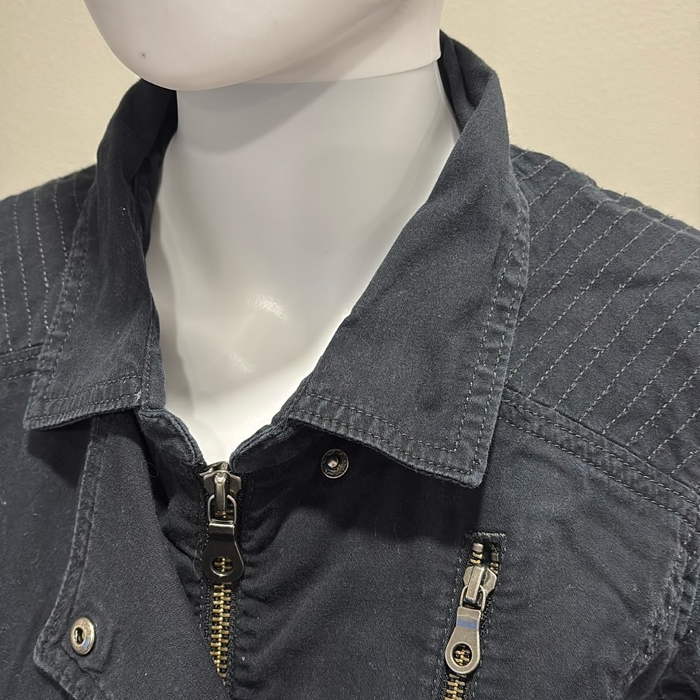 Athleta Black Zipper Moto Zip Jacket Size XS Lightweight Stretch Cotton Stretch - Picture 4 of 15
